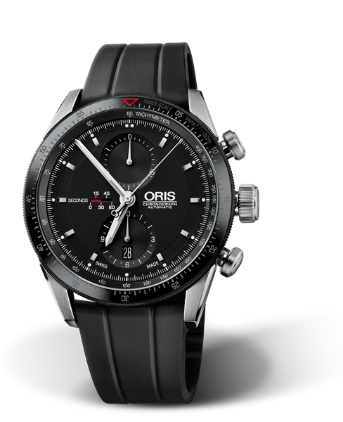 Artix GT Chronograph, 44mm, Black, Rubber Strap, Stainless steel screw-in security crown and pushers, Multi-piece stainless steel case