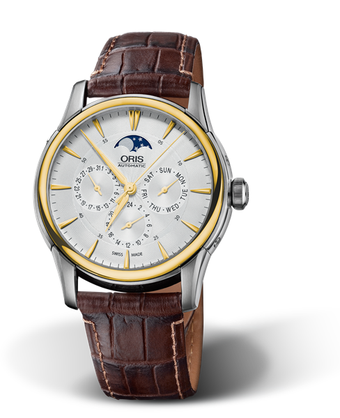 Artelier Complication, 40.50 mm, Grey, Leather Strap, Stainless steel crown, Multi-piece stainless steel case, yellow gold PVD plated top ring