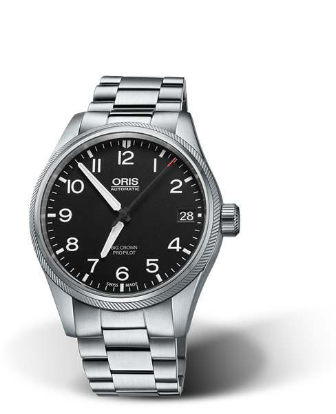 Big Crown ProPilot Big Date, 41.00 mm, Black, Stainless steel Strap, Stainless steel screw-in security crown, Multi-piece stainless steel case