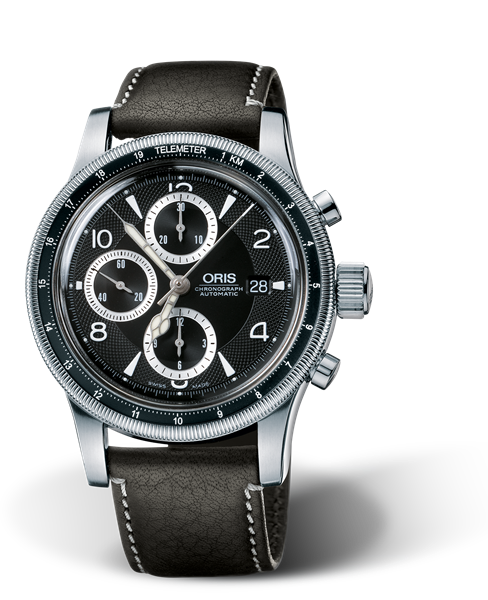 Big Crown Telemeter Chronograph, 43mm, Black, Leather Strap, Stainless steel crown and pushers, Multi-piece stainless steel case, telemeter scale top ring
