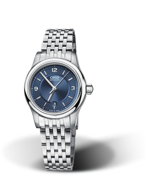 Classic Date, 28.50mm, Blue, Stainless steel Strap, Stainless steel crown, Multi-piece stainless steel case