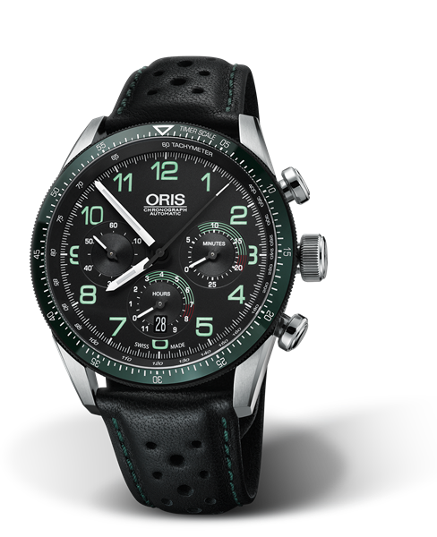 Calobra Chronograph Limited Edition II, 44mm, Black, Leather Strap, Stainless steel screw-in security crown and pushers, Multi-piece stainless steel case, ceramic minutes scale top ring