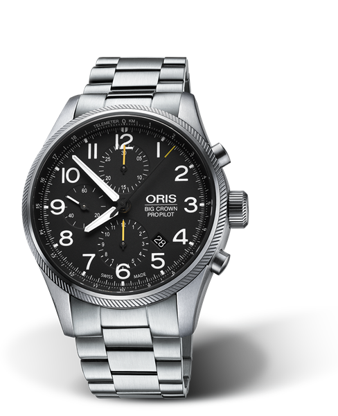 Big Crown ProPilot Chronograph, 44mm, Black, Stainless steel Strap, Stainless steel screw-in security crown, Multi-piece stainless steel case