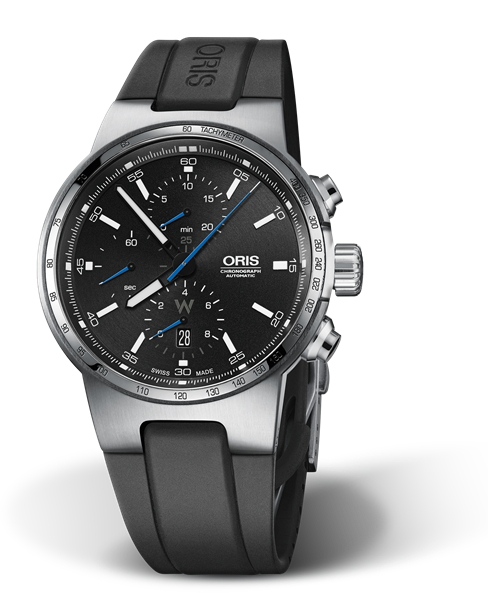 Williams Chronograph, 44mm, Black, Rubber Strap, Stainless steel crown and pushers, Multi-piece stainless steel case, tachymeter scale top ring