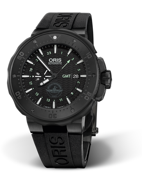 Force Recon GMT, 49.00 mm, Black, Rubber Strap, Stainless steel screw-in security crown, black plated, Multi-piece titanium case, black plated, ceramic minutes scale top ring