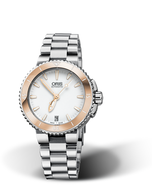 Aquis Date, 36.00 mm, White, Stainless steel Strap, Stainless steel screw-in security crown, Multi-piece stainless steel case, Cermet minutes scale top ring