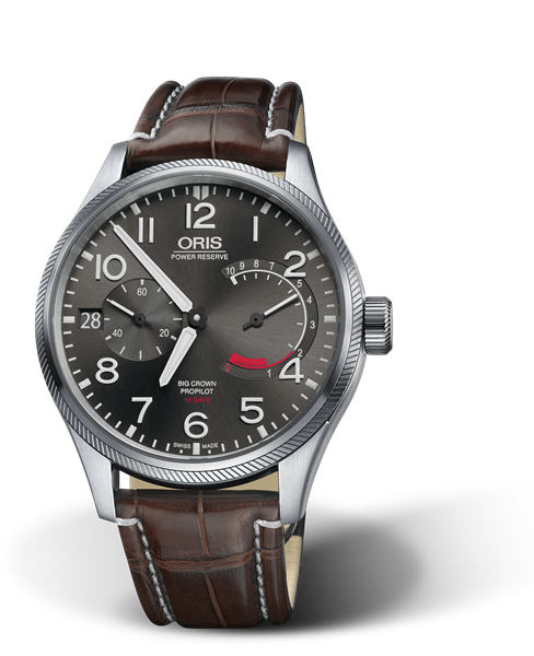 Big Crown ProPilot Calibre 111, 44mm, Grey, Leather Strap, Stainless steel screw-in security crown, Multi-piece stainless steel case