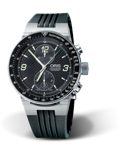 WilliamsF1 Team Chronograph 2004, 45mm, Black, Rubber Strap, Stainless steel crown and pushers, Multi-piece stainless steel case, tachymeter scale top ring, flexible lugs