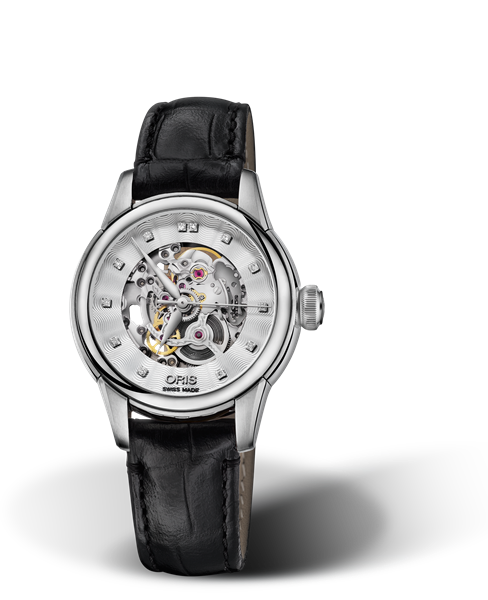 Artelier Skeleton Diamonds, 31mm, Grey, Leather Strap, Stainless steel crown, Multi-piece stainless steel case