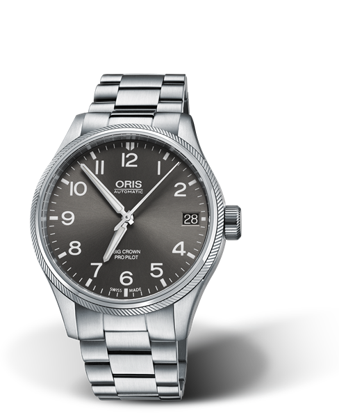 Big Crown ProPilot Big Date, 41.00 mm, Grey, Stainless steel Strap, Stainless steel screw-in security crown, Multi-piece stainless steel case