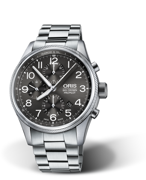 Big Crown ProPilot Chronograph, 44mm, Grey, Stainless steel Strap, Stainless steel screw-in security crown and pushers, Multi-piece stainless steel case