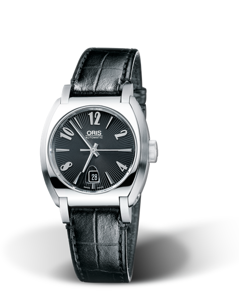Frank Sinatra Lady Date, 29.00 x 29mm, Black, Leather Strap, Stainless steel crown, Multi-piece stainless steel case, flexible lugs