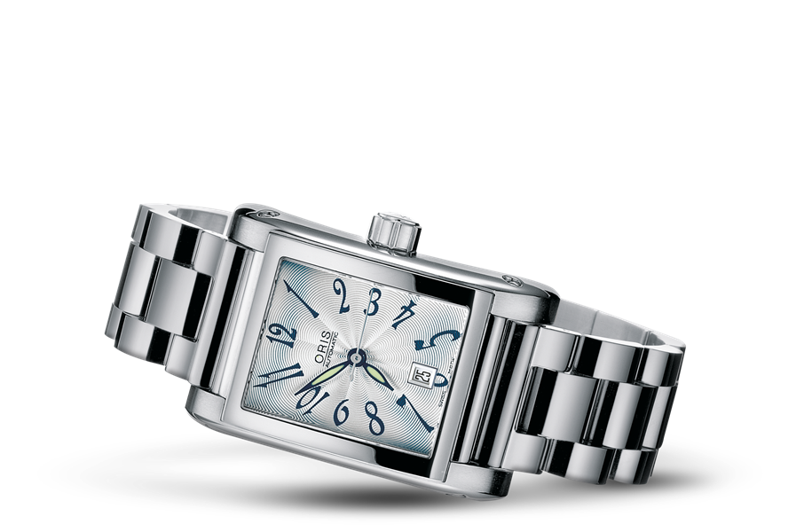 Rectangular Date 2002, Grey, Stainless steel Strap