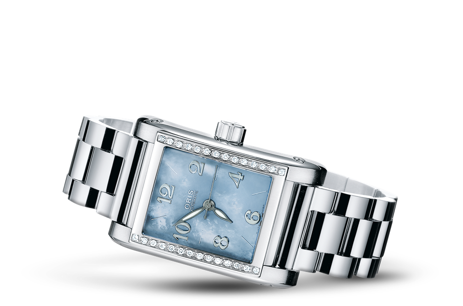 Rectangular Diamonds, Blue, Stainless steel Strap
