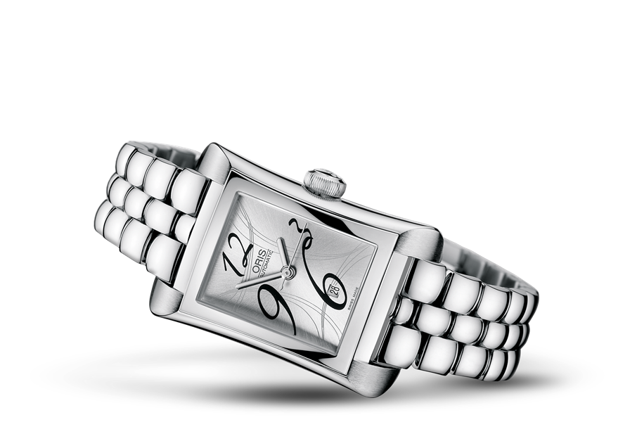 Rectangular Date 2008, Grey, Stainless steel Strap