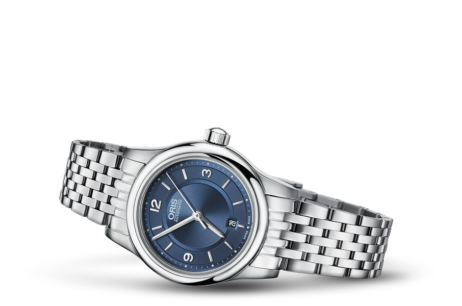 Classic Date, Blue, Stainless steel Strap