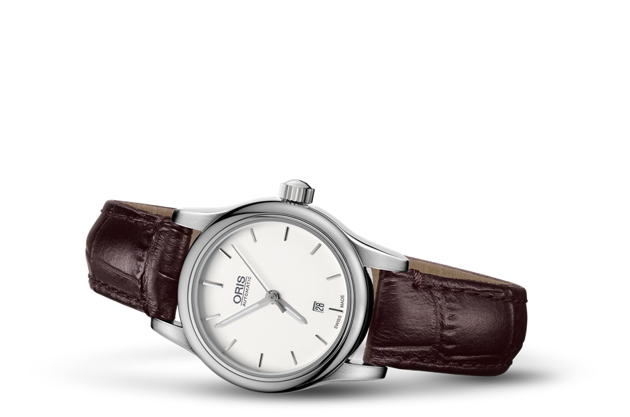 Classic Date, Grey, Leather Strap