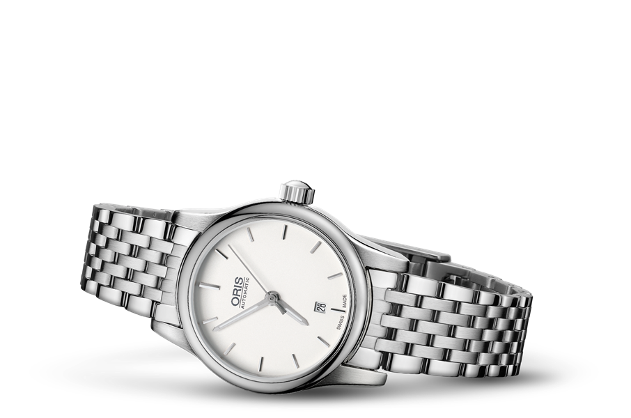 Classic Date, Grey, Stainless steel Strap