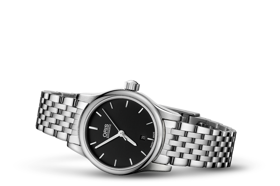 Classic Date, Black, Stainless steel Strap
