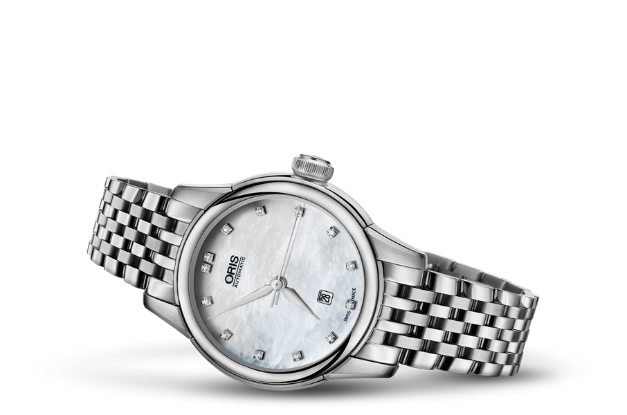 Artelier Date Diamonds, White, Stainless steel Strap