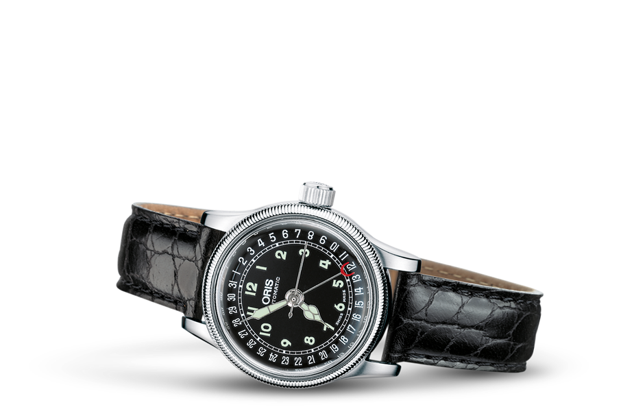 Big Crown Original Pointer Date, Black, Leather Strap