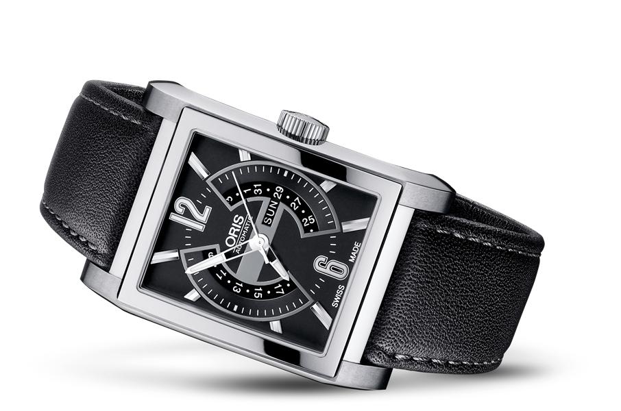 Rectangular Titan Day Date, Black, Leather Strap