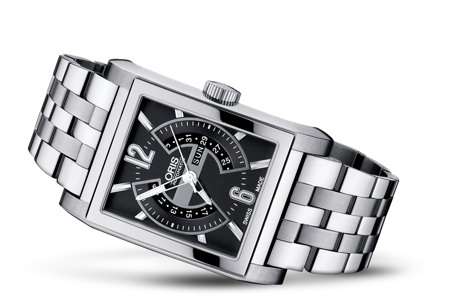 Rectangular Titan Day Date, Black, Titanium Strap