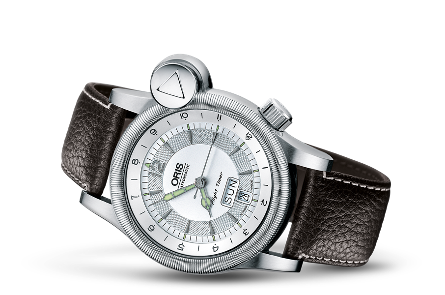 Flight Timer² Day Date, Grey, Leather Strap
