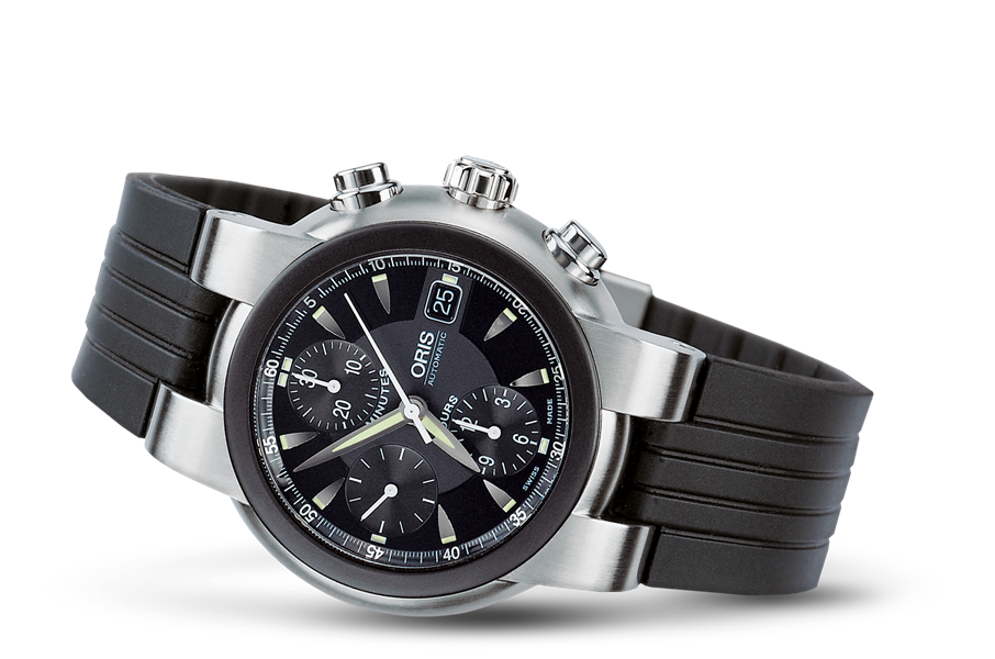 TT1 Chronograph 2000, Black, Rubber Strap