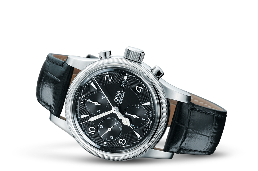 Big Crown Chronograph, Black, Leather Strap