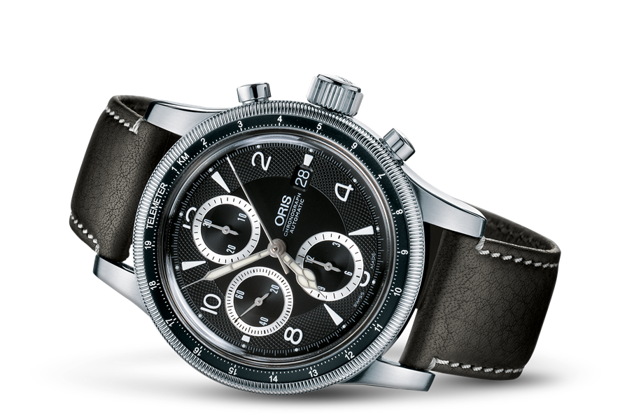 Big Crown Telemeter Chronograph, Black, Leather Strap
