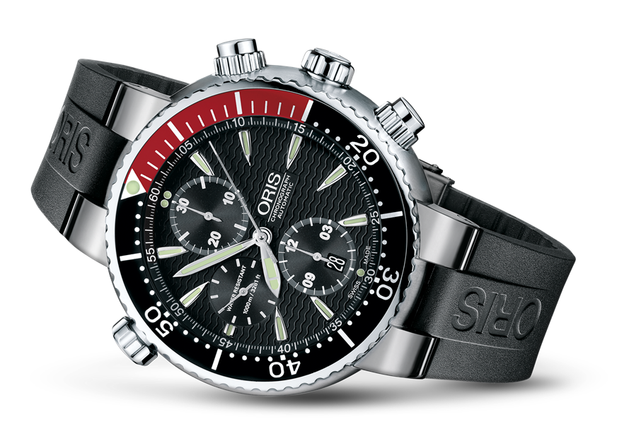 Divers Titan Chronograph, Black, Rubber Strap
