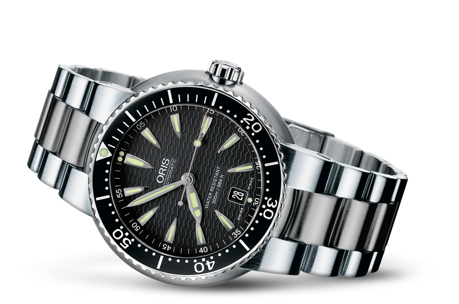 Divers Date, Black, Stainless steel Strap