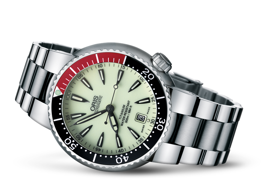 Divers Titan Date, White, Titanium Strap