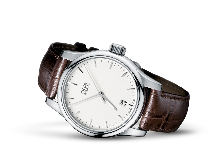 Classic Date, Grey, Leather Strap