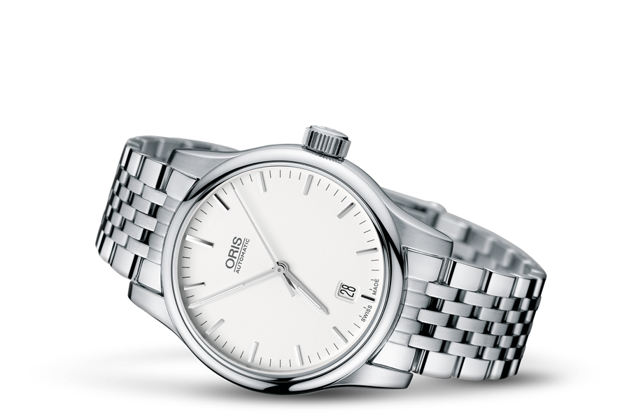 Classic Date, Grey, Stainless steel Strap