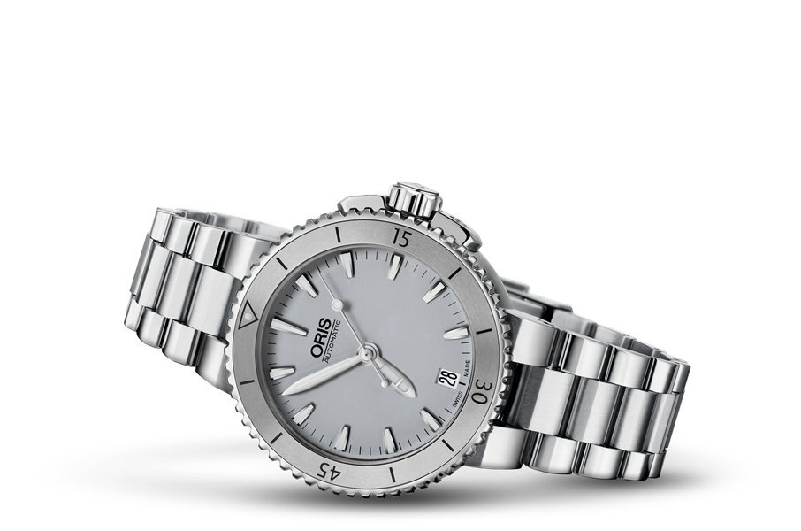 Aquis Date, Grey, Stainless steel Strap