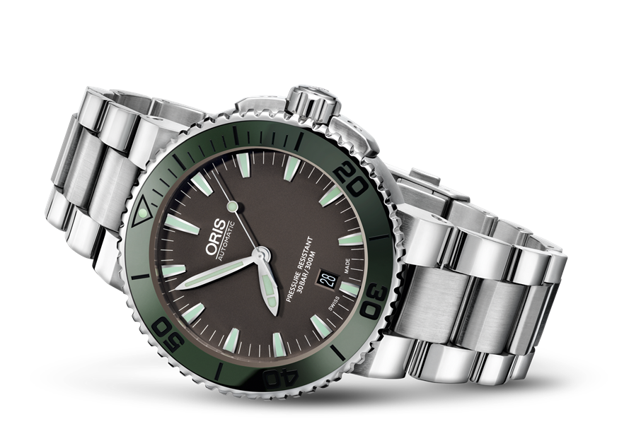 Aquis Date, Grey, Stainless steel Strap