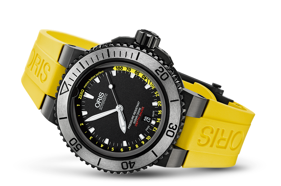 Aquis Depth Gauge, Black, Rubber Strap