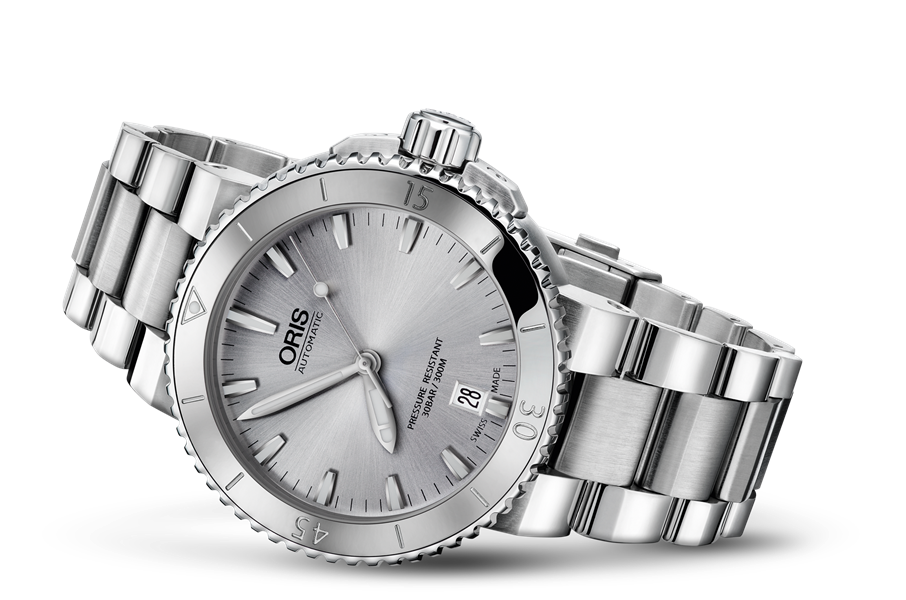 Aquis Date, Grey, Stainless steel Strap