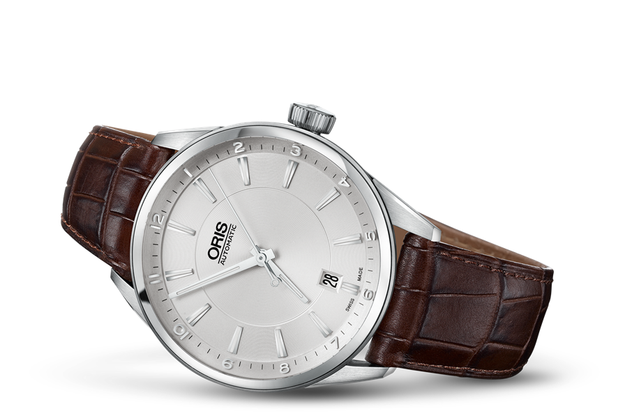 Artix Date, Grey, Leather Strap