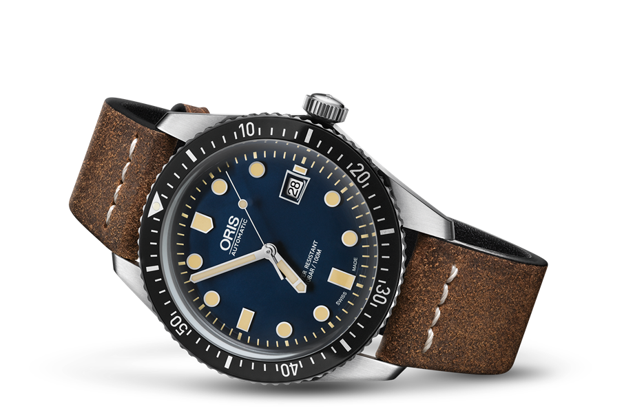 Divers Sixty-Five, Blue, Leather Strap