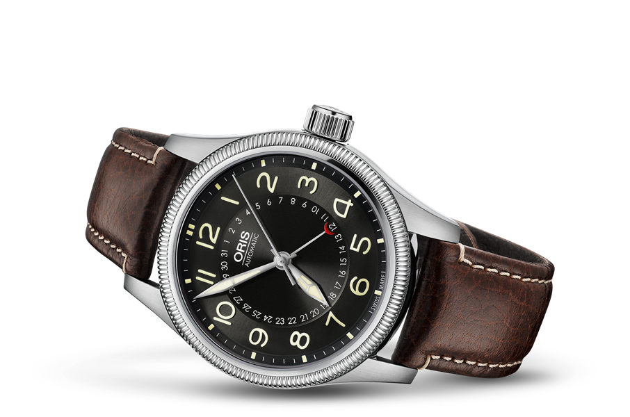 Big Crown Pointer Date, Black, Leather Strap