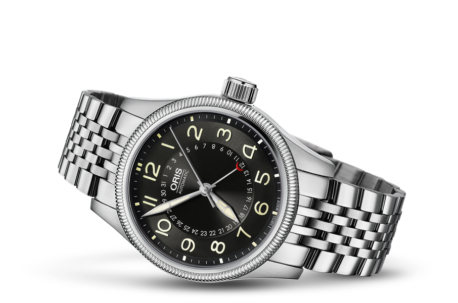 Big Crown Pointer Date, Black, Stainless steel Strap