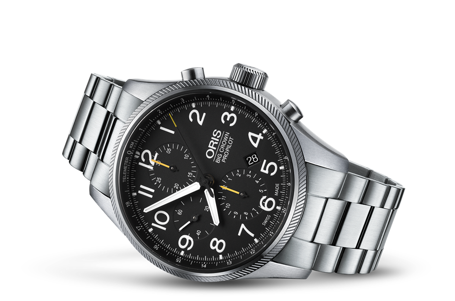 Big Crown ProPilot Chronograph, Black, Stainless steel Strap