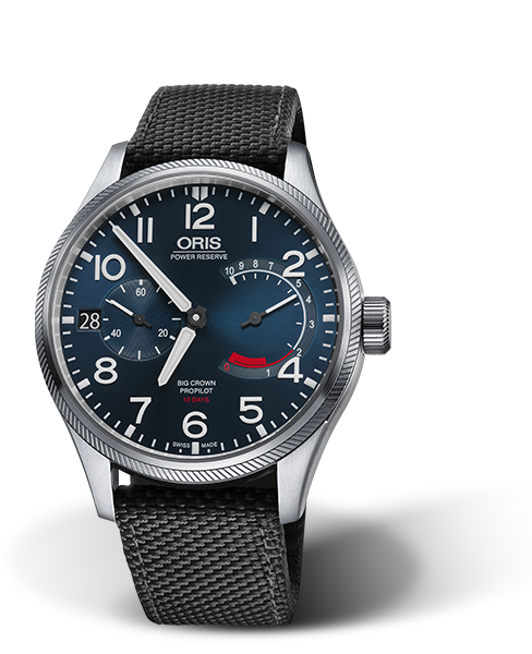 Big Crown ProPilot Calibre 111, 44mm, Blue, Textile Strap, Stainless steel screw-in security crown, Multi-piece stainless steel case