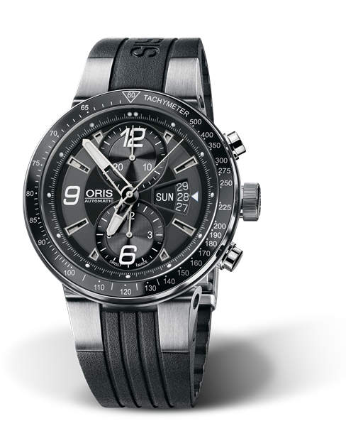 WilliamsF1 Team Chronograph, 45mm, Black, Rubber Strap, Stainless steel crown and pushers, Multi-piece stainless steel case, tachymeter scale top ring, flexible lugs