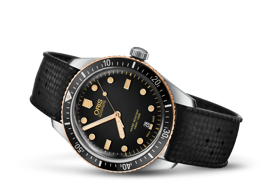 Divers Sixty-Five, Black, Rubber Strap
