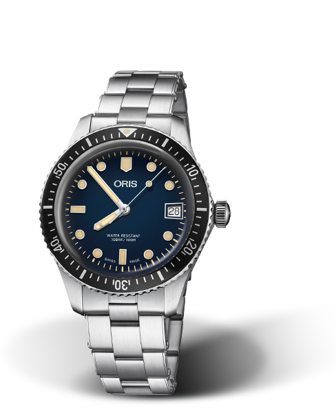 Divers Sixty-Five, 36.00 mm, Blue, Stainless steel Strap, Stainless steel screw-in security crown, Multi-piece stainless steel case, minutes scale top ring