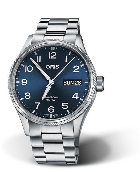 Big Crown ProPilot Big Day Date, 45mm, Blue, Stainless steel Strap, Stainless steel screw-in security crown, Multi-piece stainless steel case